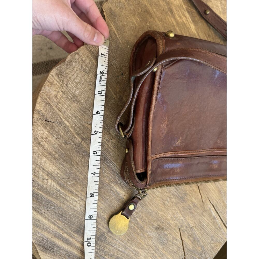 Vintage Brahmin Cognac Brown Leather Crossbody Zip Purse USA Classic Medium - Picture 11 of 15